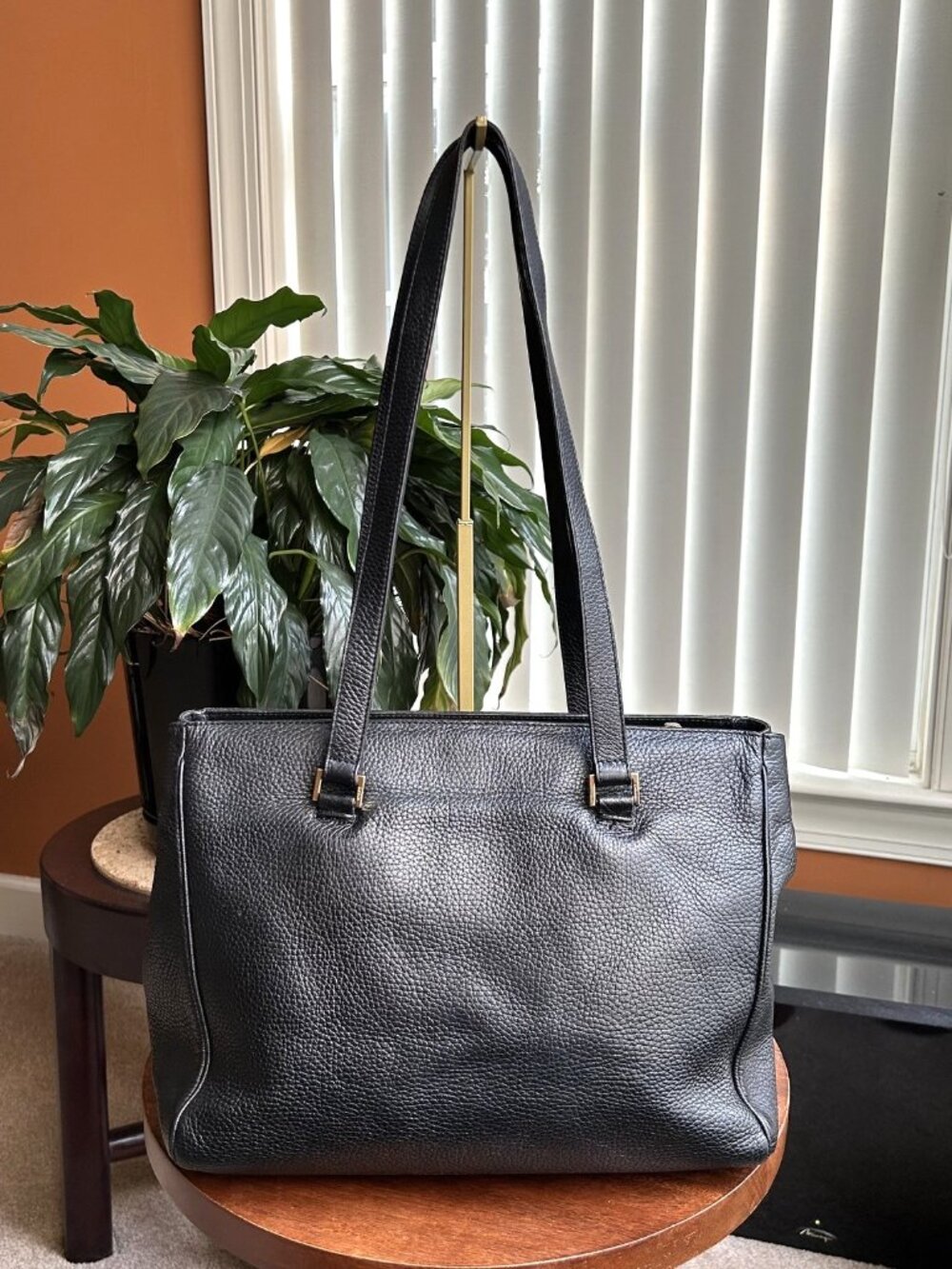 GIANNI VERSACE Medusa Leather Tote Bag, Black - Picture 5 of 14
